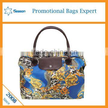 Fashion Flower print nylon lady tote bag women shopping bags