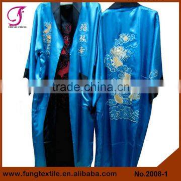 2008 Men Embroider Dragon Pattern Satin Robe