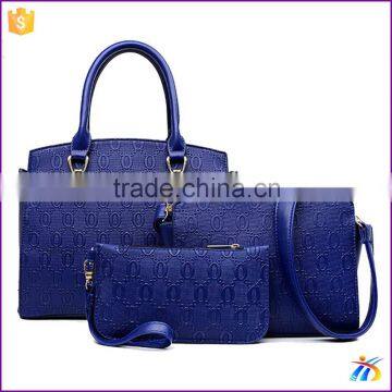 2015 casual hot selling blue handbag wallet set for lady