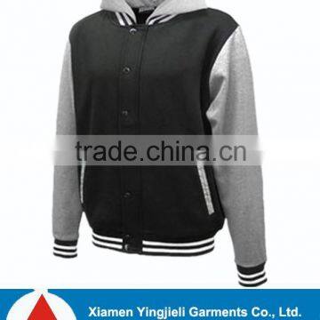 Black and Grey Custom Hooded Varsity Fleece Hoodie