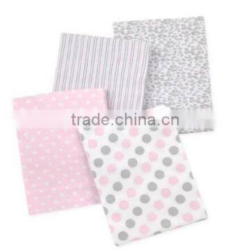 4 Piece 100% Cotton Flannel Receiving Baby Blankets--Pink Cheetah/Pink/Grey/White