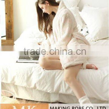 High Water Absorbency Women Fleece Stripe Robe /Bathrobe photo-3