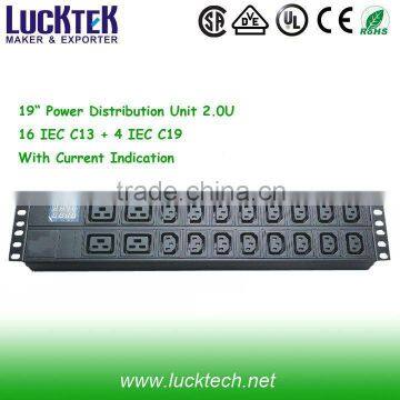 PDU socket IEC C13 + C19 type With Current Indication