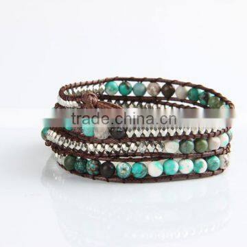 Pure Natural Turquoise Paragraphs Female Winding Bracelet for Men and Women Lovers in Tibet photo-2