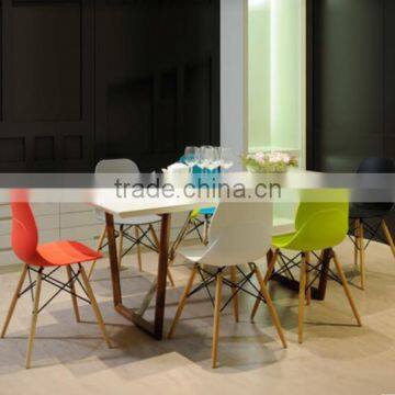 Plastic shell chair with wood legs Dining chair leisure chair cheap