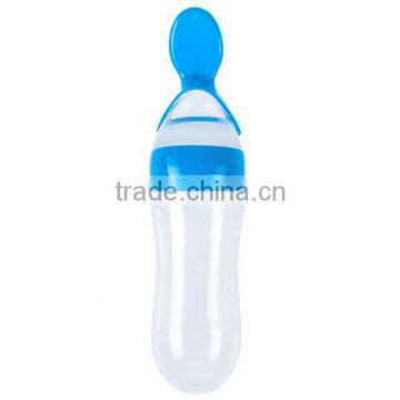 Silicone Extrusion Feeding Spoon Baby Rice Cereal Silicone Bottle Soft Silicone Spoon Cereal Feeder photo-5