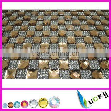 hotfix rhinestone trimming with light peach square stone for shoe decoration