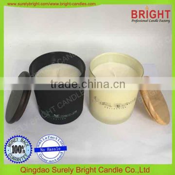 Soy Wax Printing Glass Candle with Wooden LId