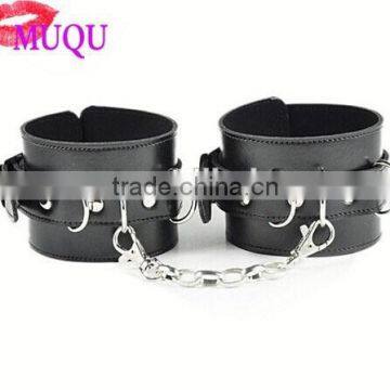 Wandafull Black Soft Handcuffs Restraints Sex Toys Flirt Tools Leather Handcuffs