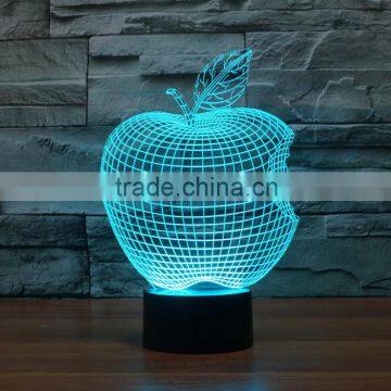 3D Optical Night Light Apple 7 RGB Light Colors 10 LEDs AA Battery or DC 5V Mixed Lot photo-3