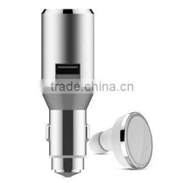 Good price Multi function USB car charger with bluetooth EDR headset and safety hammer
