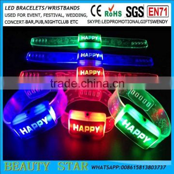 2016 New cheapest led bracelet,happy led bracelets,Halloween led flashing bracelets for party,festival,event,shows China factory