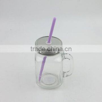 16oz Clear Glass Mason Jar With Silver Lid and Straws photo-4