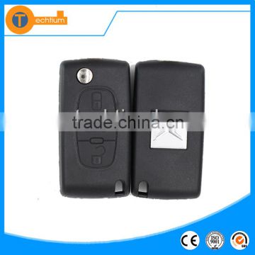 New design 407/HU83 blade 3 button flip remote key shell & blank with trunk button and groove for Citroen