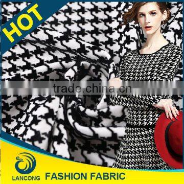 1PCS SALE!!!!Factory on Slea Spray spandex Houndstooth Flock knitted Fabric for Garment