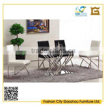 New style metal dining table chair sets furniture modern marble top dining table and leather dining chair