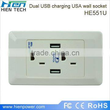 15A portable battery powered outlet USA plug type with 2 USB ports 2 gang socket