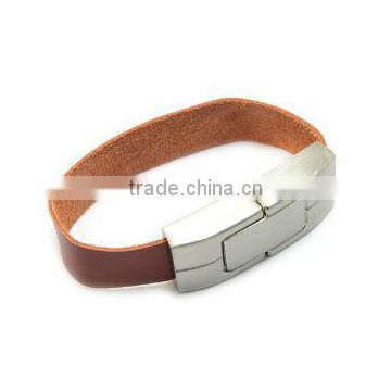 USB 2.0 1GB Brown Bracelet Leather Flash Drive,novelty shape usb flash drive