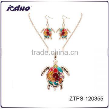 European Colorful Turtle Necklace And Earrings Jewelry Sets