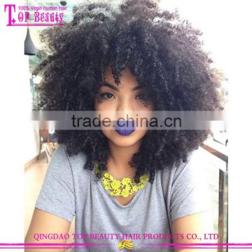 2016 new style for summer 12 inch afro kinky curly human hair full lace wig