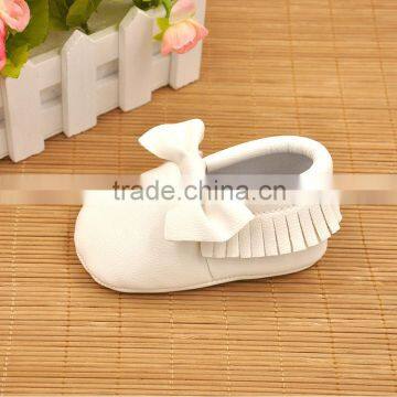 factory fringe pu leather moccasins bow baby shoes wholesale