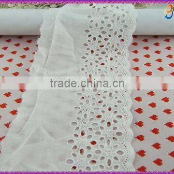 Newest design white cotton tc lace trimming for blouse decorative