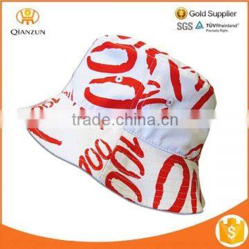 red printed 100 score print emoji 100 bucket hat