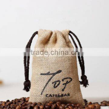 linen drawstring bag coffee bag customized logo jute bag wholesale