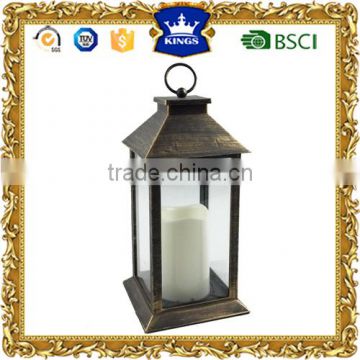 Simple black golden brush plastic LED candle lantern