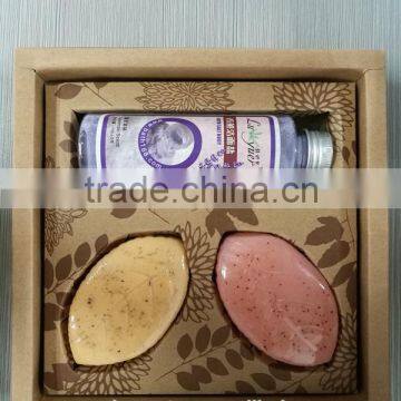 natural leaf handmade essencial oil soap set, bath salt spa gift set
