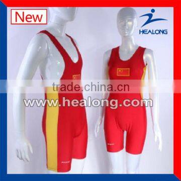 russian plain OEM sublimation wrestling singlet red