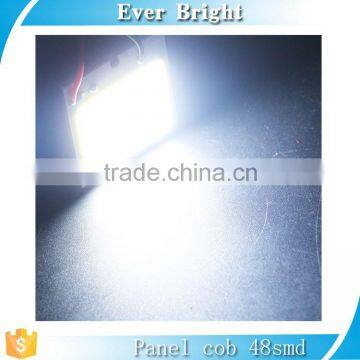 Constant Nonpolarity COB 48SMD LED Panel Roof Light Lamp + T10 Festoon Adapter Dome Light Bulb photo-4