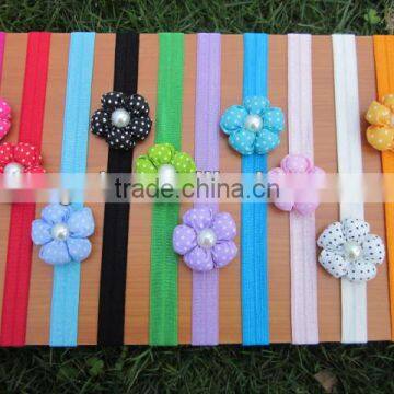 Soft Stetch Headband with the Cotton Polka Dots Flowers for Hair Accessoires