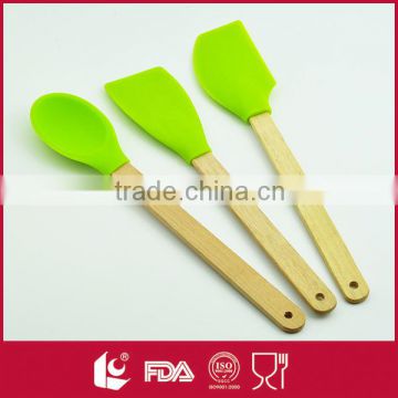 High quality 3pcs silicone spatula with wooden handle