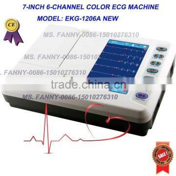 CE approved 7 Inch Color ECG machine/ Electrocardiograph/six channel EKG machine