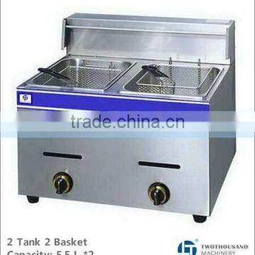 Table Top Gas Fryer - 2 Baskets, 5.5x2 Liters, 35490 BTU, TT-WE268B