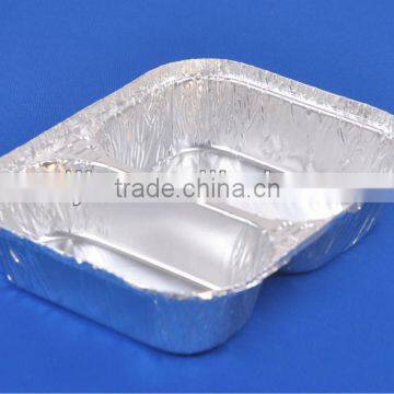 Takeaway Foil Food Container 2 compartment aluminium foil container with lid