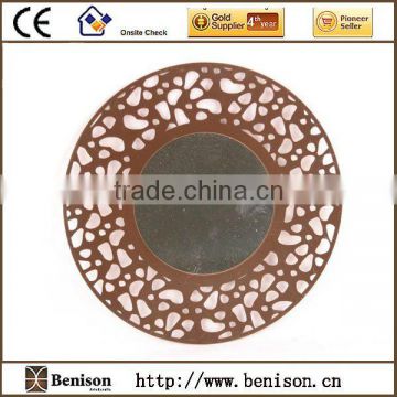 round metal mirror for small flocking classice finish small round mirrors