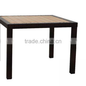 CH-C261 Outdoor garden table, aluminum rattan table with polywood top,KD structure