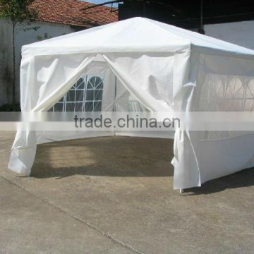 Heavy duty Hexagonal White Polyester Gazebo Canopy with windows