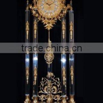 French Emperial 24K Gold Plated Floor Clock/Grandfather Clock, Bronze Gold Gilt Decoration Clock photo-4