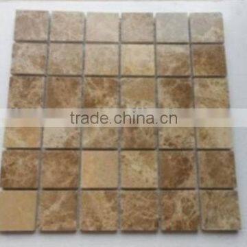 Light Emperador marble mosaic tiles on mesh