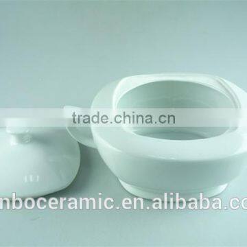 White Ceramic Porcelain Soup Tureen Large Tureen With Lid & Handles, Square Soup Tureen Pot photo-2