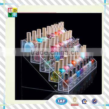 2015 custom high clear acrylic nail polish holder simple design 5 stairs acrylic nail polish display acrylic nailpolish stand