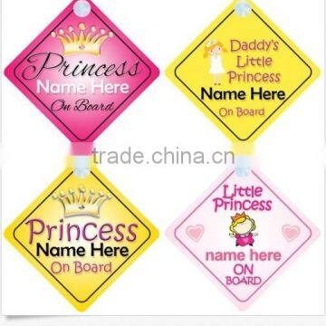 Princess on Board Personalised Girl BabyChild Car Sign - Choice of Designs!