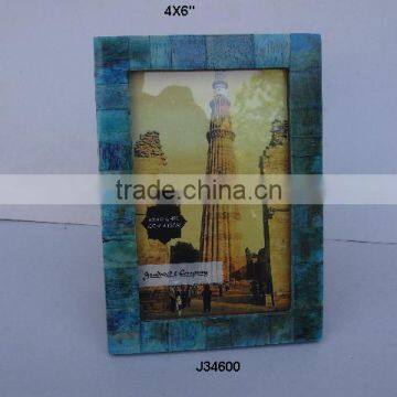 Thin antique blue colour Bone Mosaic Photo frame Available in all photo Sizes