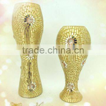 Wedding Decor Fashionable Design Beaded Mosaic Shapes Glass Gold Vases photo-4