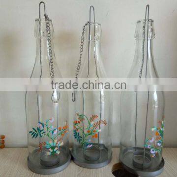 Art Printing Candle Glass Container With Metal Handle photo-3