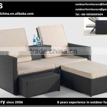 wicker rattan beach bed, outdoor sun lounger