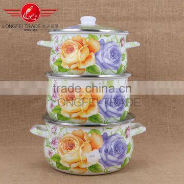 quality first kitchenware 3pcs new enamel lid enamel casserole set wholesale